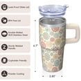 thumbnail image 3 of Bohemian Themed Insulated Mug 20oz, Stainless Steel Travel Tumbler with Handle, Leak-Proof, Includes Straws, Unique Present Idea, 3 of 5