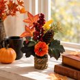 thumbnail image 4 of Mini Artificial Thanksgiving Pumpkin Maple Leaf Potted Plants, Realistic Fall Autumn Greenery Tabletop Ornament, Small Faux Plants Decor for Home Office Desk Indoor Holiday, 4 of 7