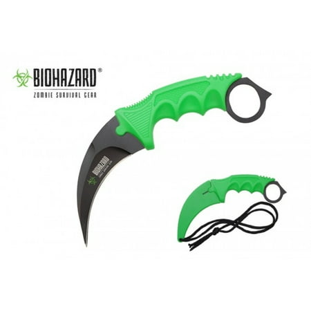 - Curved Biohazard Green Karambit Knife Zombie 7.5