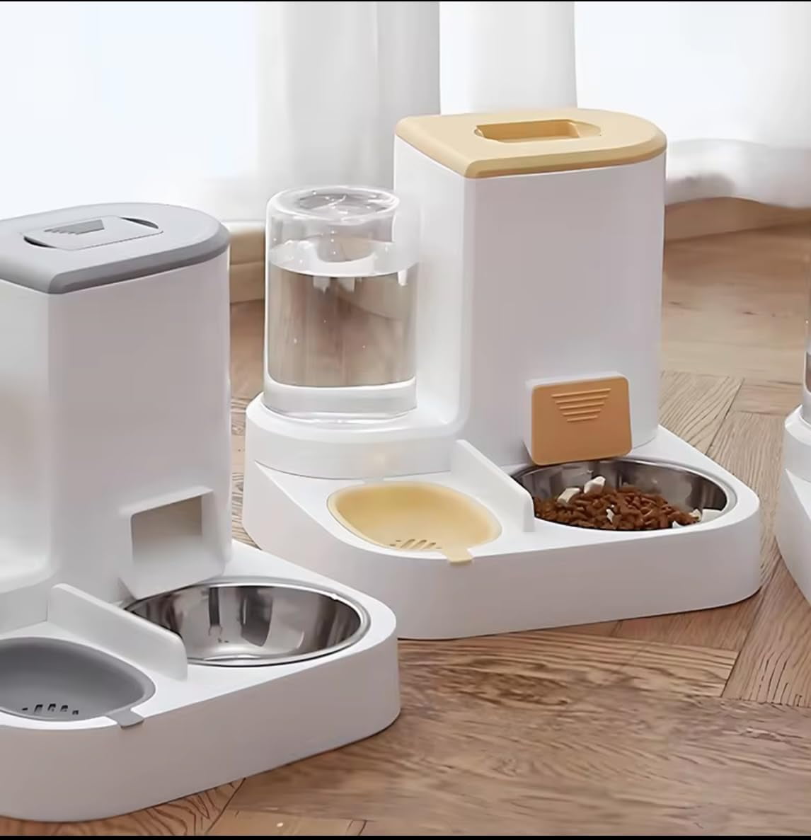 CNV 2 in 1 Automatic pet Feeder and Water Dispender for Cats and Dogs 3 Colors to Choise, Blue, with Ceramic Bowl