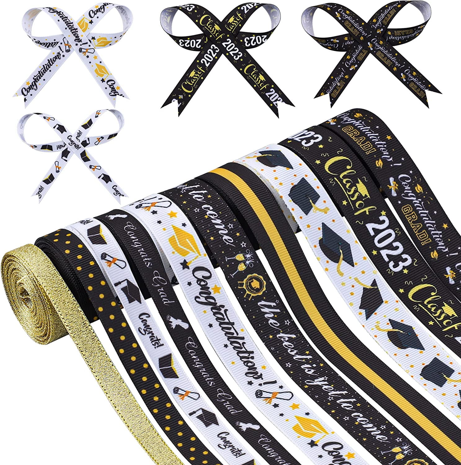 10 Rolls Graduation Grosgrain Ribbon Class of 2023 Ribbons Congrats