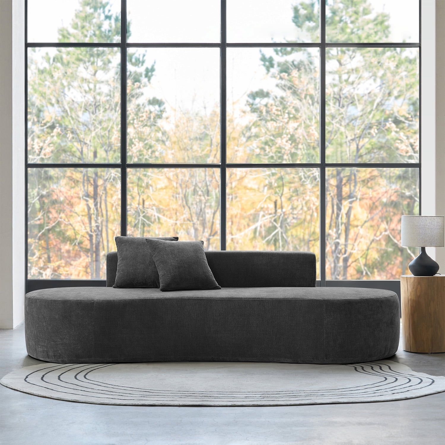 Tina's Home Modern Minimalist 3-Seater Chocolate Sofa for Adult Living Room Couch with Curved Design No Assembly Required