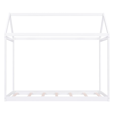 Euroco Twin Wood House Bed Frame with Roof, White