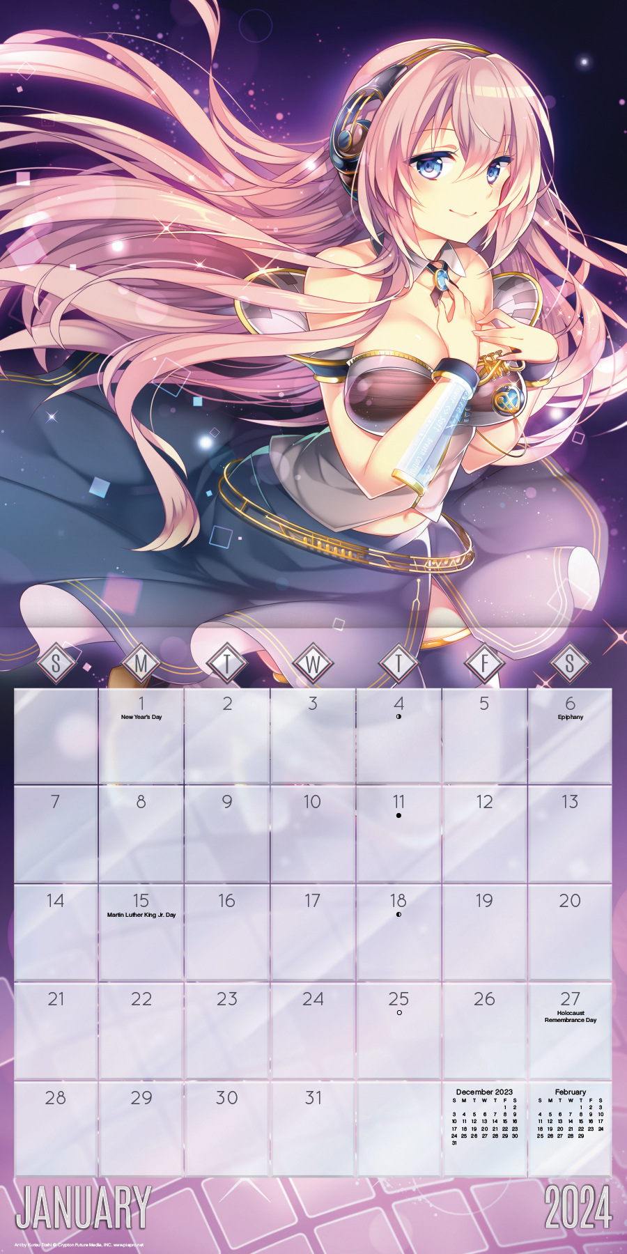 Trends International 2024 Hatsune Miku Wall Calendar & Push Pins