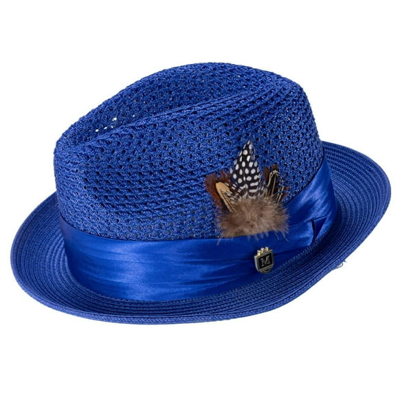 Montique Royal Solid Color Pinch Braided Fedora With Matching Satin Ribbon Hat H-34
