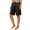 Black, variant on Men's Contrast Striped Pockets Cotton Linen Shorts Drawstring Waist Leather Patch Bermuda Shorts Summer Casual Beach Outfits