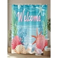 thumbnail image 4 of Fsddascl Blue Beige Coastal Beach Shower Curtain Set - Standard 72" x 72" Washable Bathtub Curtain with 12 Hooks, Summer Ocean Coral Wave Waterproof Fabric Stall Shower Curtains for Bathroom/Bathtub, 4 of 6