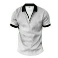 thumbnail image 3 of Eashery Man Summer Fashion Polo shirt Turn Down Collar Zipper Mens Top Shirts Dark Gray 2XL, 3 of 5