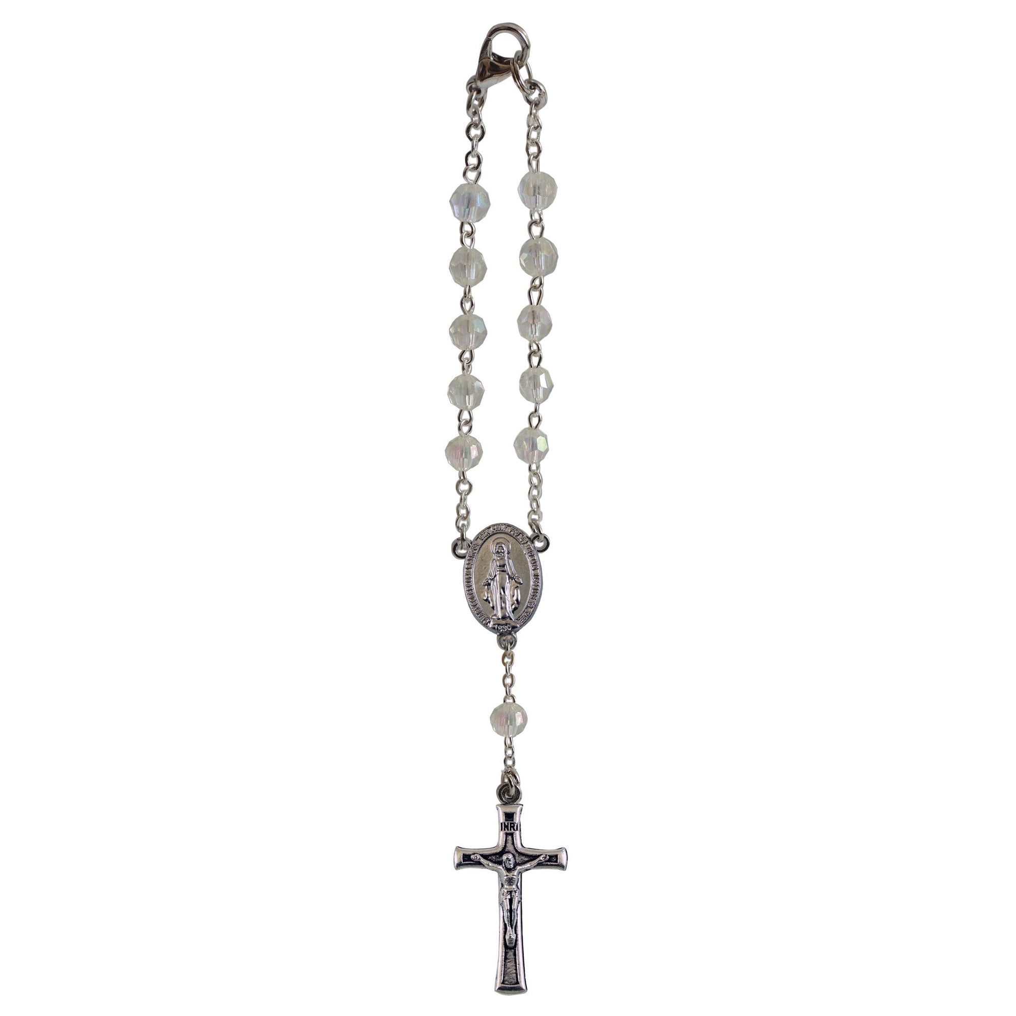 April/Crystal Birthstone Car Rosary, 6 Inches, KT704