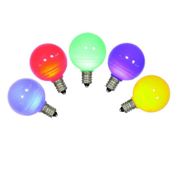 G40 Ceramic LED Replacement Bulbs with MultiColored Lights Pack of 5