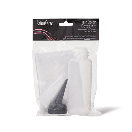 

Salon Care Hair Color Applicator Kit for Liquid Hair Color Application comes with a Bottle 2 Pairs of Gloves and a Disposable Cape
