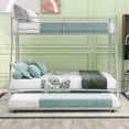 thumbnail image 2 of Twin over Full Bunk Bed with Steel Frame Trundle and Two-Side Ladders for Bedroom Setup, 2 of 2