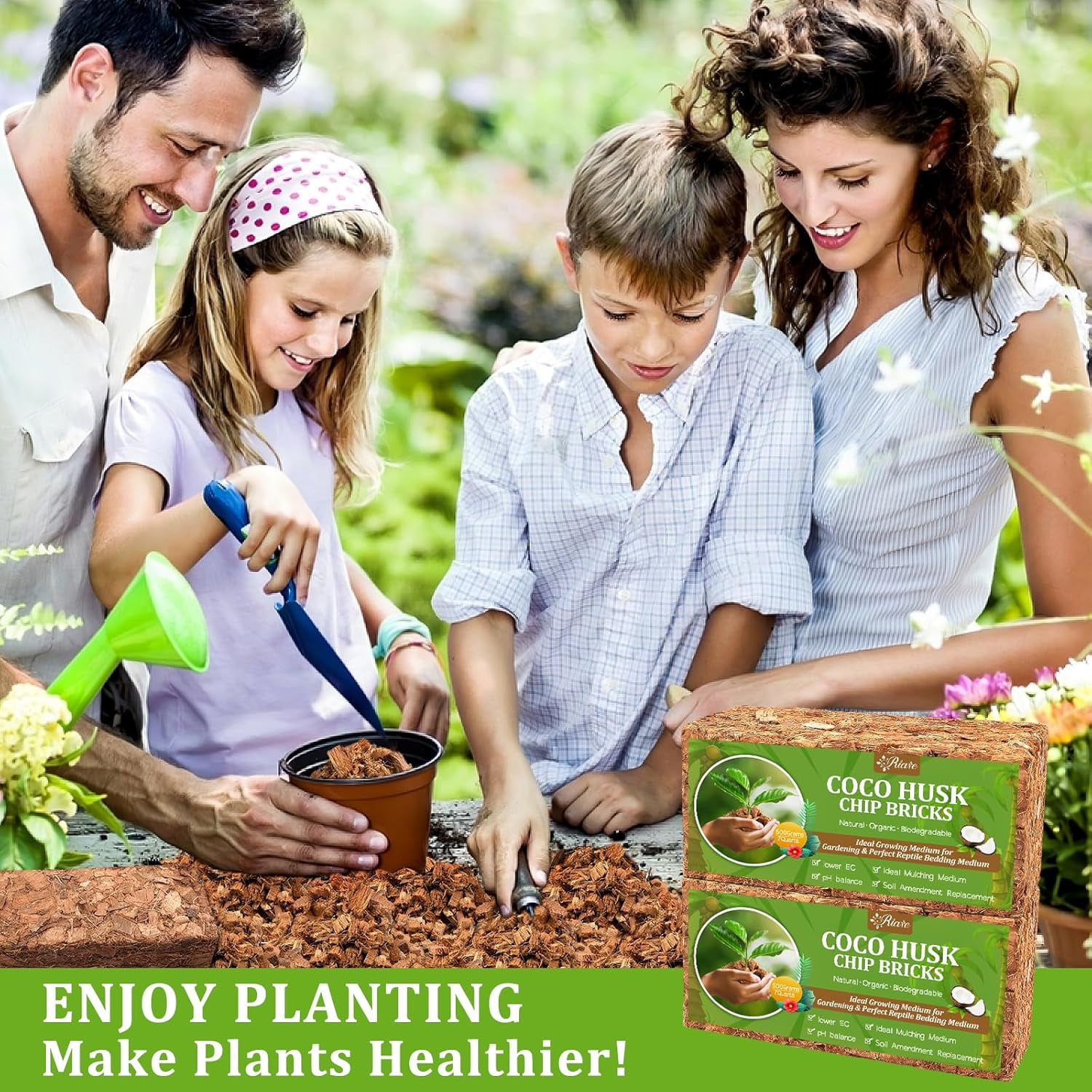 8 Pack Coco Chips Substrate for Plants- 8.8lb 100% Organic Coconut Husk Brick with Low EC and pH Balanced, High Expansion Coconut Substrate Coco Husk Mulch for Garden Flowers, Herbs, Planting