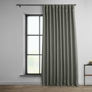 HPD Half Price Drapes Blazer Grey Extra Wide Faux Linen Room Darkening Curtains for Bedroom & Living Room Curtains (1 Panel), Window Curtains 96 inches long, extra wide curtains & drapes, 100W X 96L