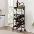 thumbnail image 3 of 20 Bottle Floor Wine Bottle & Glass Rack in Black, 3 of 8