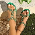 thumbnail image 3 of Rokment Women's Glitter Rhinestones Butterfly Flat Dress Sandals Bride Wedding Sparkly Open Toe No Heel Elastic Ankle Strap Slingback Dressy Summer Beach Shoes F Size 9.5, 3 of 8