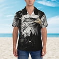 thumbnail image 2 of Sikiie Ink Style Bald Eagle Print Men's Hawaiian Shirt, Summer Beach Button Pocket Short Sleeve T-Shirt,Medium, 2 of 7