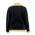 thumbnail image 4 of LWavelet Trendy Shearling Lined Faux Suede Moto Jacket Women Cozy Winter Casual Oversized Outerwear Black 2XL, 4 of 4