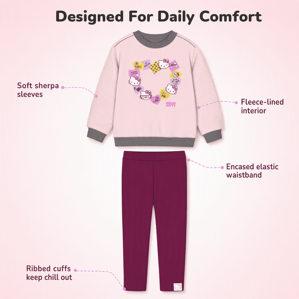 Hello Kitty Toddler Girls' Fleece Sweatshirt and Leggings Set Pink Plum