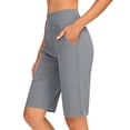 thumbnail image 2 of Vibrex Women's 5" Yoga Capris No Front Seam High Stretch Tight Leggings for Gym Running Workout,Gray_M, 2 of 9