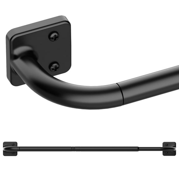 Adjustable Curtain Rod for Windows 28-48 Inch, 5/8 Inch Diameter Black Ceiling or Wall Mount Rod, Wrap Around Design for Bedroom Living Room, Black