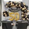 thumbnail image 1 of Decoraciones de 50 cumpleaños para hombres, Kit de arco de globos negros y dorados con globos de confeti de aluminio número 50, banderines de feliz cumpleaños, 1 of 5