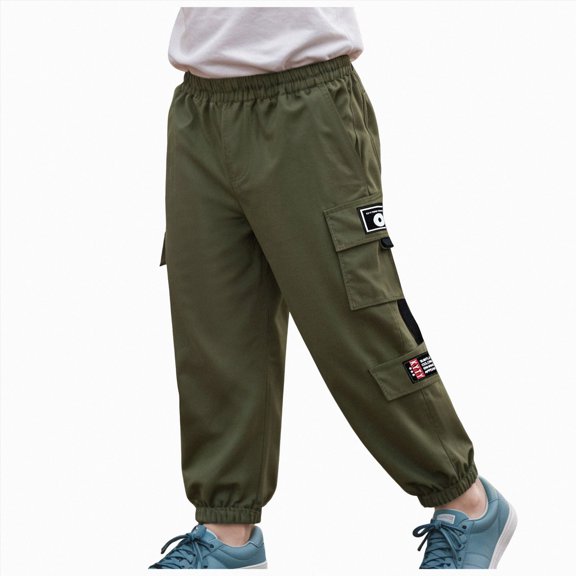 Nwiuh Toddler Boy Pants Joggers Sweatpants for Baby Boys Soft Casual Cargo Pants with Drawstring (Army Green, 1-2 Years)