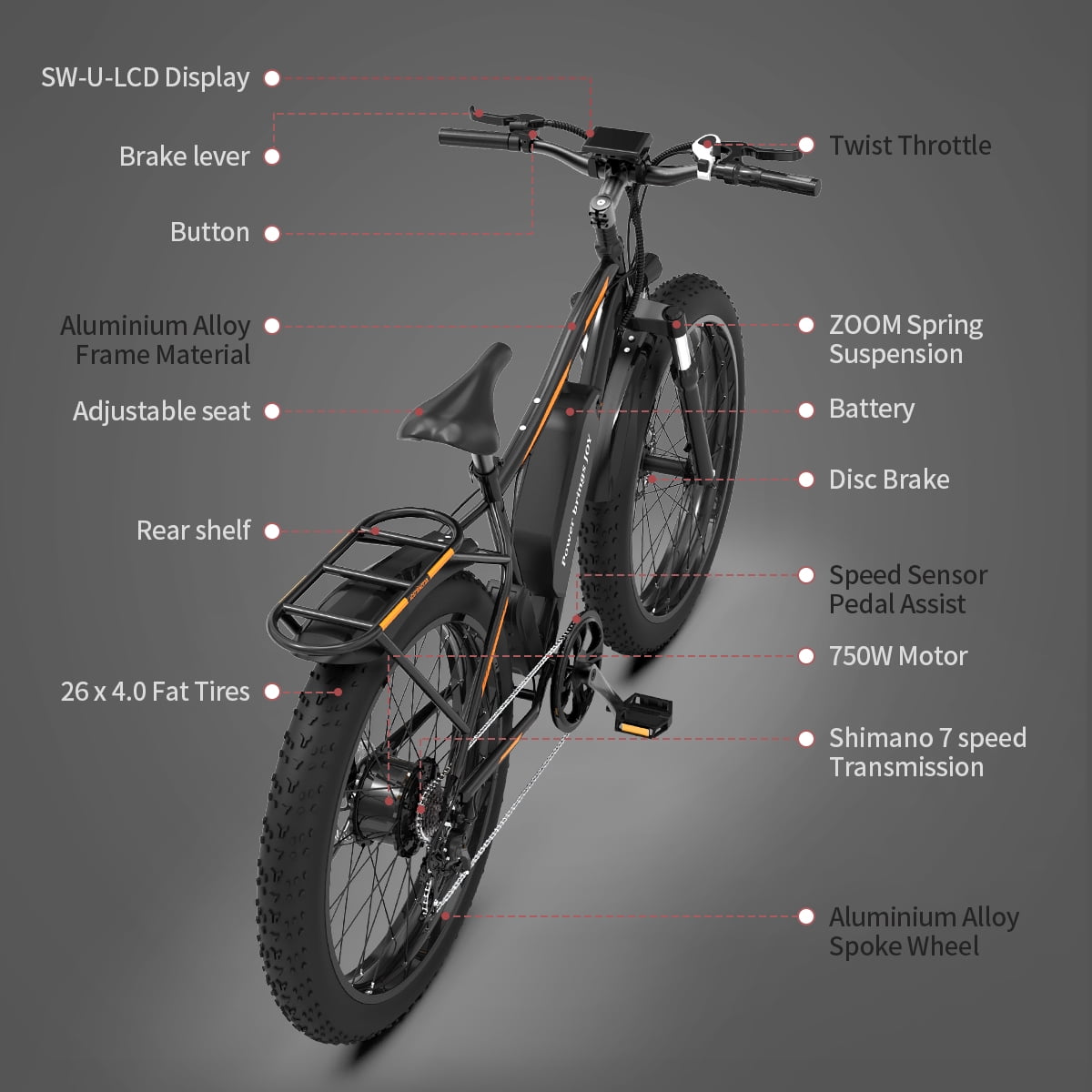 Buy Clearance! Electric Bike, TotGuard Electric Bike for Adults, 26 Ebike 750W Adult Electric