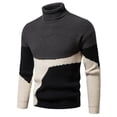 thumbnail image 1 of TIMIFIS Chandail Col Roulé Mode Décontractée Patchwork Couleur Col Haut Manches Longues Chandail-Over, 1 of 4