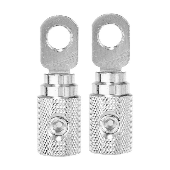 Unique Bargains 2pcs Amp Input Reducer Copper 4 Gauge Stereo Audio AWG Pin Power Ground Wire Reducer for Car Silver Tone