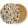 thumbnail image 2 of Coolnut Retro Cartoon Coaster, Drinks Round Absorbent Stone Set with Ceramic Stone and Cork Base, Tabletop Protection Mats and Cups Place for 2PCS Home Decor, 2 of 6