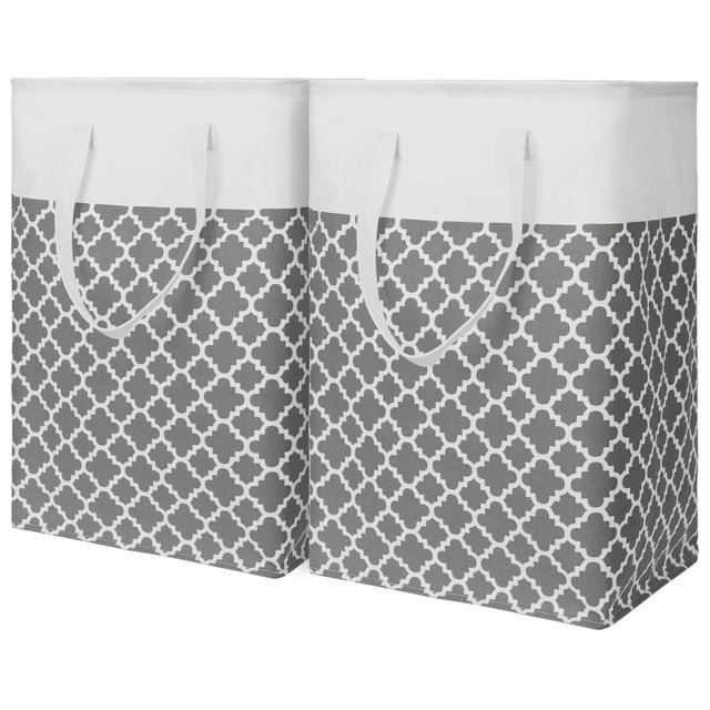 Laklulu TOTANKI - Cesto para ropa sucia, paquete de 2, cesto grande para ropa sucia de 80 l con asas largas reforzadas, cesto de almacenamiento impermeable independiente, cesto de ropa sucia plegable