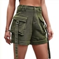 thumbnail image 1 of Shorts Vaqueros Cargo para Mujer - Shorts Casuales de Verano Vintage con Botones y Cremallera Verde M, 1 of 8