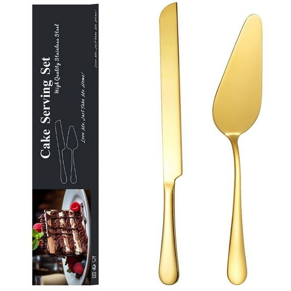 ZHONGLEFA Gold Wedding Cake Knife and Server Set for Wedding Birthday