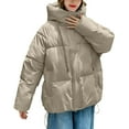 thumbnail image 5 of Pounoo Cropped Puffer Jackets for Women Waterproof Quilted Down Long Sleeve Coat Zip Up Jackets with Hooded Winter Warm Padded Short Coats, 5 of 7