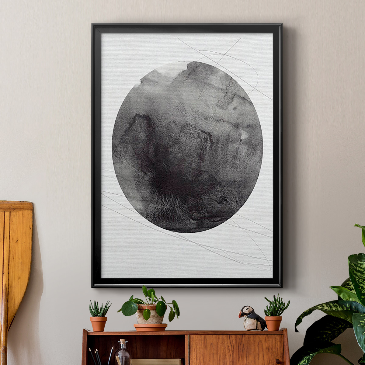 Graphite Moon I Premium Framed Print, in Gold, Black, or Silver - Ready to Hang