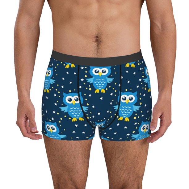 Fotbe Blue Owl Calzoncillos Tipo Boxer con Bolsa de Soporte Total para Hombre, X-Temp Fresco, Transpirable y de Secado Rápido-Large