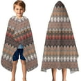 thumbnail image 3 of Brown Boho Geometric Triangles and Rhombuses Pattern Hooded Bath Towel，50"x30" for Ages 3 To 12 Kids, Quick Dry Lightweight Soft Microfiber Hood Beach Towel Cover Up for Kids, 3 of 7