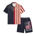 thumbnail image 5 of Men's Independence Day 2 Pieces Summer Outfits Short Sleeve Button Down Shirts and Beach Shorts US 250 Anniversary Casual Vacation Outfits, 5 of 6