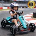 thumbnail image 3 of iRerts 12V Ride on Toys, Powered Electric Go Kart with Music, LED Light, Horn, Forward/Backward, Pedal Go Kart Kids Electric Car for Kids Boys Girls Ages 3-6, Light Blue, 3 of 11