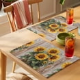 thumbnail image 4 of Summer Sunflower Placemats Set of 1, Vintage Floral Wood Grain Non-Slip Place Mats Washable Table Mats for Kitchen Dining Table Decorations Indoor/Outdoor, 4 of 9