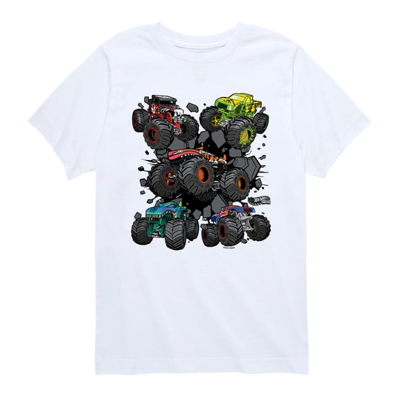 Hot Wheels - Monster Truck Grids - Youth Boys Short Sleeve Graphic T-Shirt