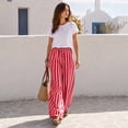 thumbnail image 7 of Stralyhd Palazzo Pants for Women Straight Leg 2026 Summer Striped Pants Casual Flowy Lounge Pants Drawstring Elastic Waisted Trousers with Pockets Red XL, 7 of 7