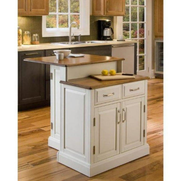 Home Styles Woodbridge White Two Tier Island and Two Stools