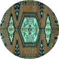 thumbnail image 1 of Ahgly Company Machine Washable Indoor Round Persian Turquoise Blue Traditional Area Rugs, 7' Round, 1 of 4