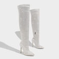thumbnail image 3 of Dakaela Women's Glitter Stiletto Heels Pointed Toe Over the Knee Thigh High Boots Wide Calf Long Boot, 3 of 7