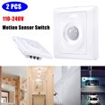 thumbnail image 1 of Body Motion Sensor PIR Infrared Motion Sensor Light Switch Automatic Vacancy Activated Wall Switch  White  2Pcs, 1 of 8
