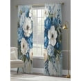 thumbnail image 4 of Hydrangeas Flower Sheer Curtains for Living Room Bedroom Blue White Floral Country Oil Painting Sheer Curtains 84 Inch Long 2 Panels Set Light Filtering Curtain Window Treatments Drapes, 4 of 6