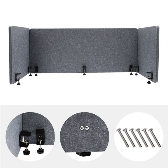 Stand up Clamp on Desk Privacy Panel Desk Divider for Office  Gray, 59"x24"x 24"