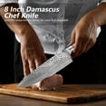 thumbnail image 5 of Damascus Chef Knife, 10Cr15MOV Japanese Kitchen Knives Set with Full Tang G10 Handle, Professional Chef Knife for Kitchen, Sheath & Gift Box (8 Inch Chef Knife), 5 of 5